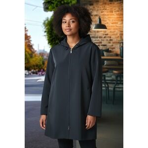 Anne Klein Hooded Over Coat Knee Length Water Repellent Gorpcore Whimsgoth 3X